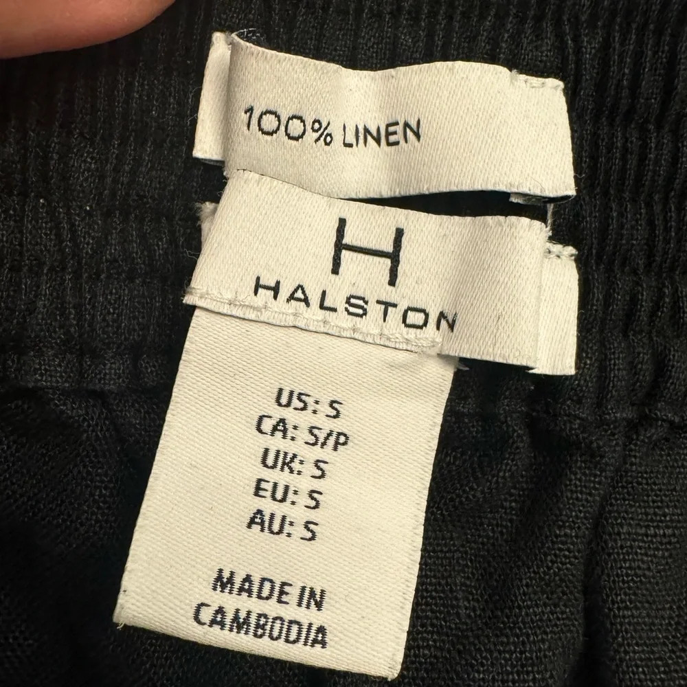 H by Halston Linen Wide Leg Ankle Crop Pants in Black with Pockets S - Picture 6 of 11